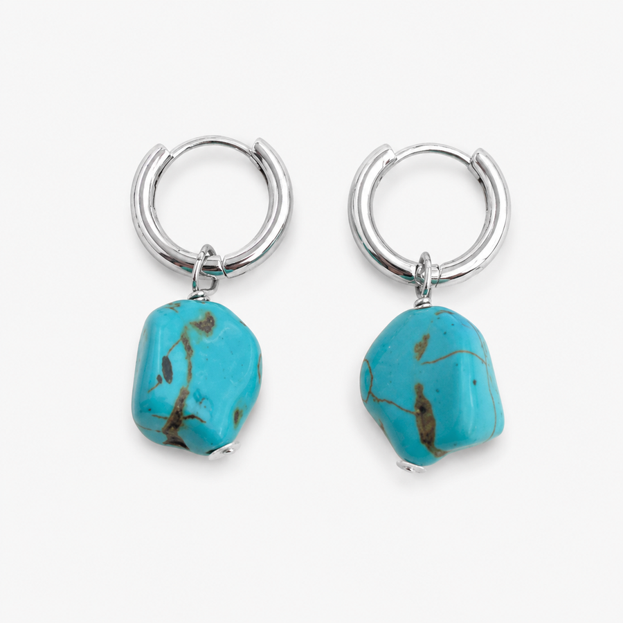 Turquoise Hoop Drop Earrings