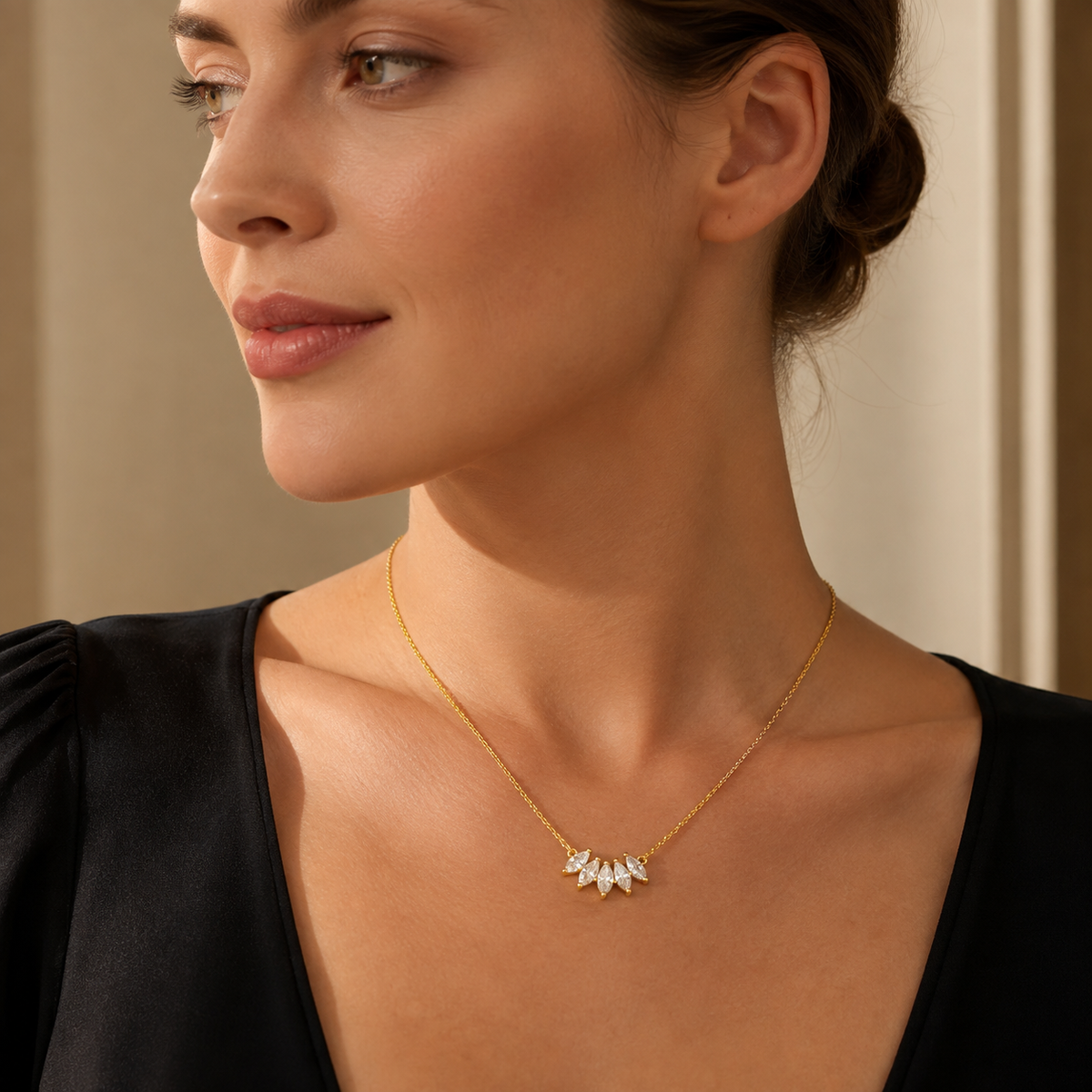 Five Marquise CZ Necklace