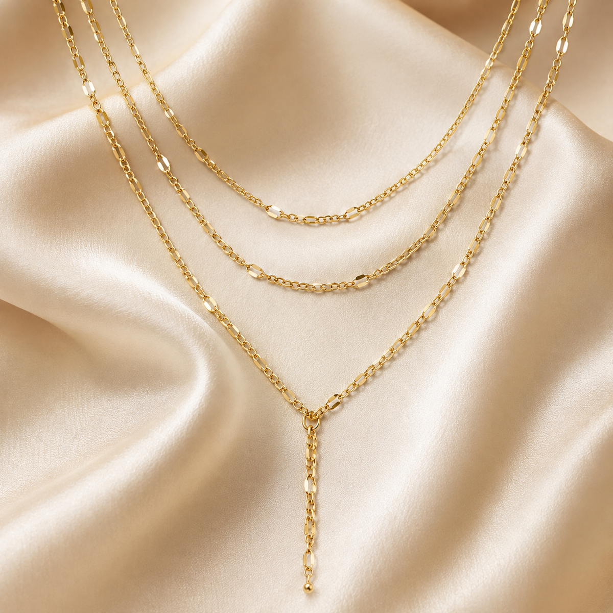 Triple Chain Y Necklace