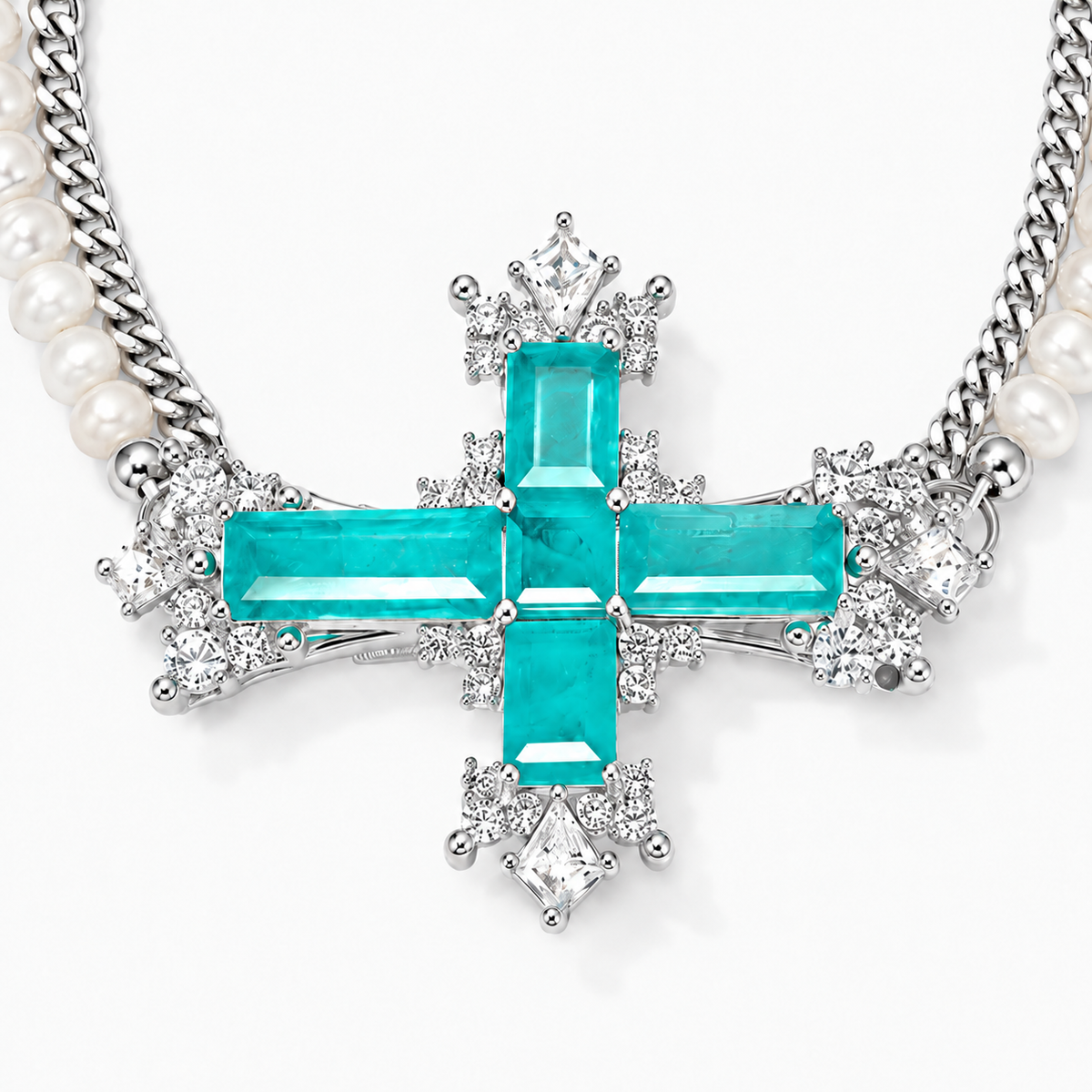 Freshwater Pearl Paraiba Cross Bracelet