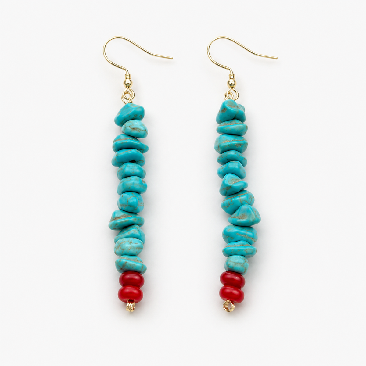 Turquoise Red Agate Beaded Earrings