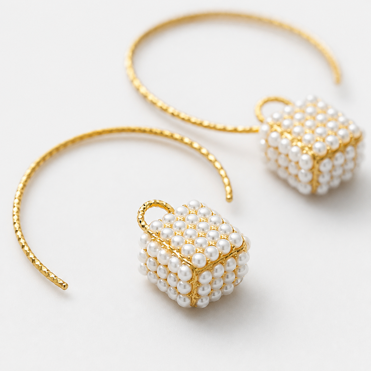 Lantern Pearl Hoop Earrings