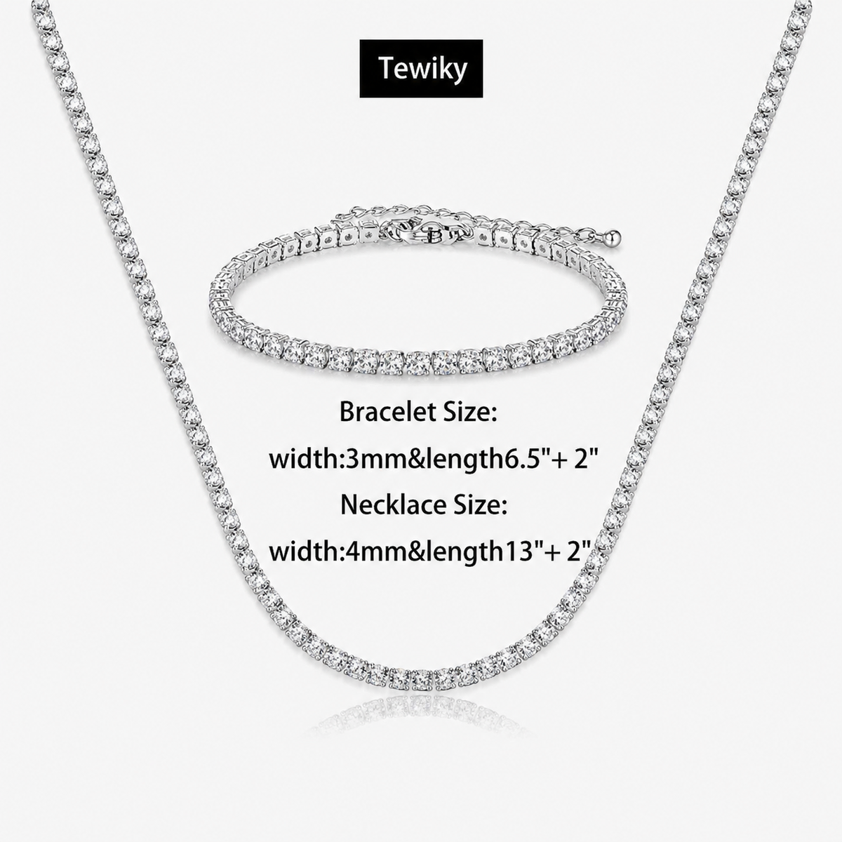 CZ Tennis Necklace Bracelet Set