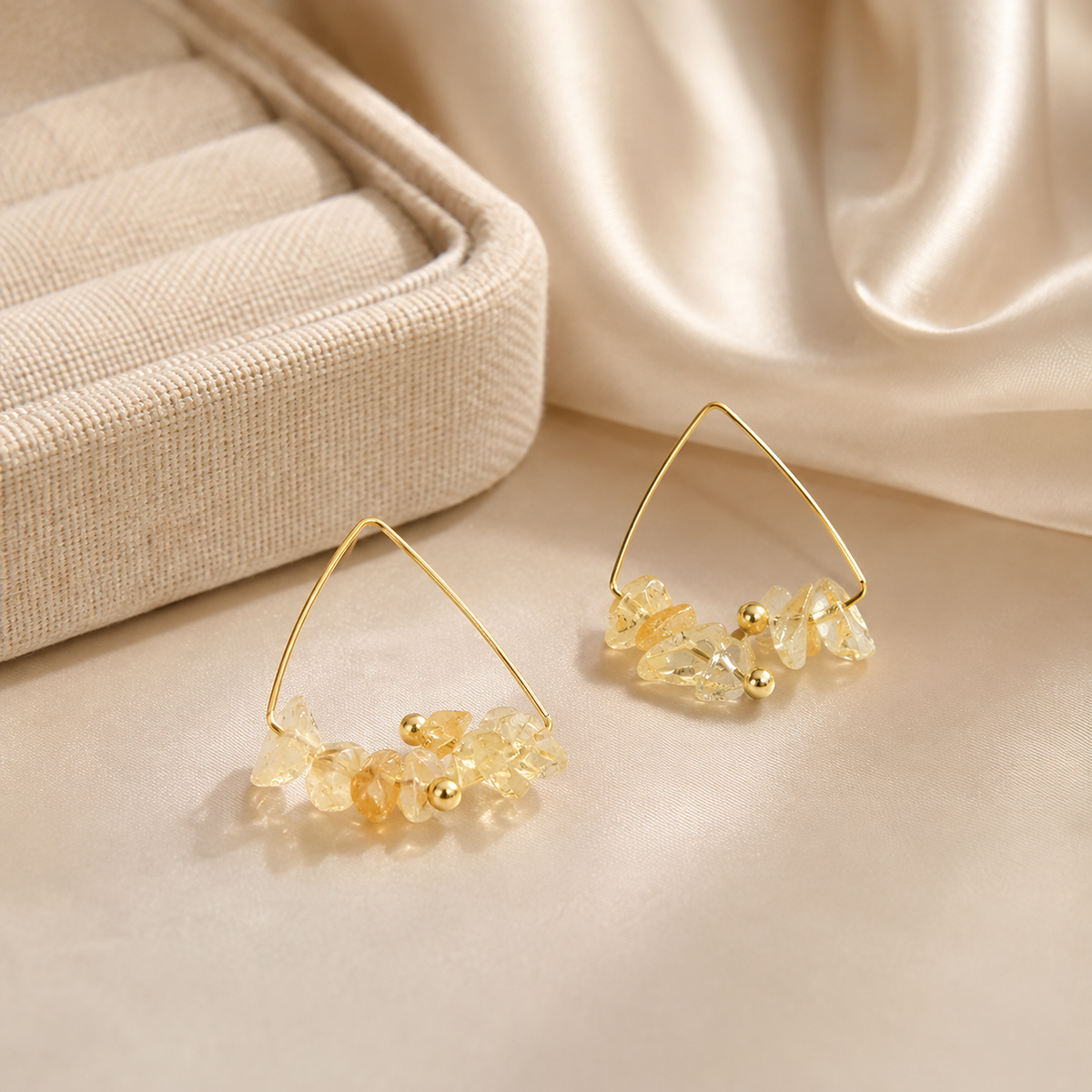 Crystal Chip Triangle Earrings