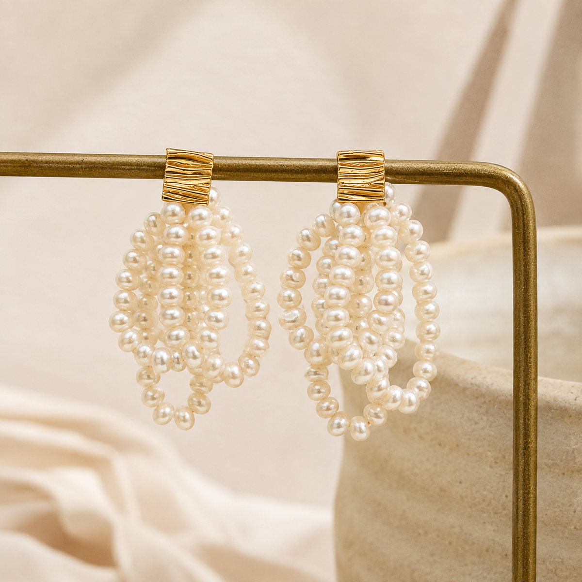Layered Pearl Dangle Earrings