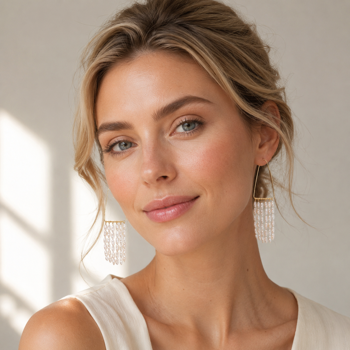 Natural Pearl Statement Tassel Earrings