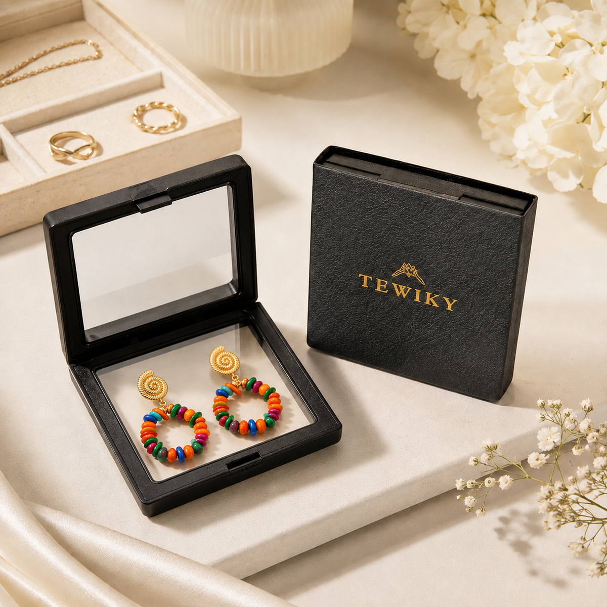 Colorful Natural Stone Clip-On Earrings
