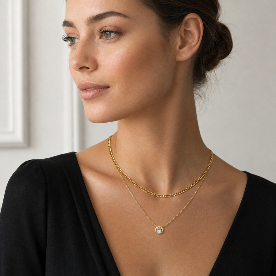 Layered CZ Cuban Chain Necklace
