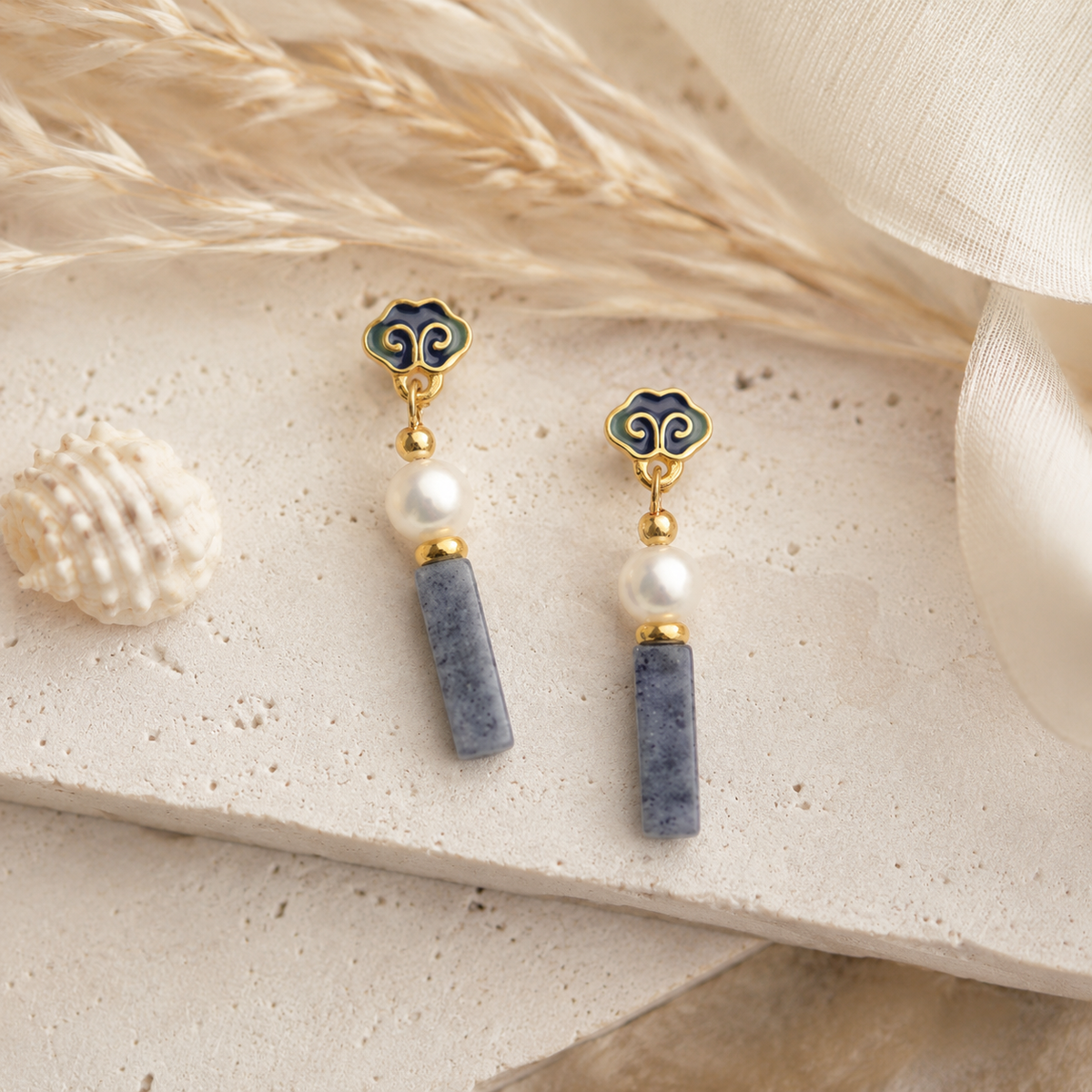 Cloud Freshwater Pearl Drop Earrings