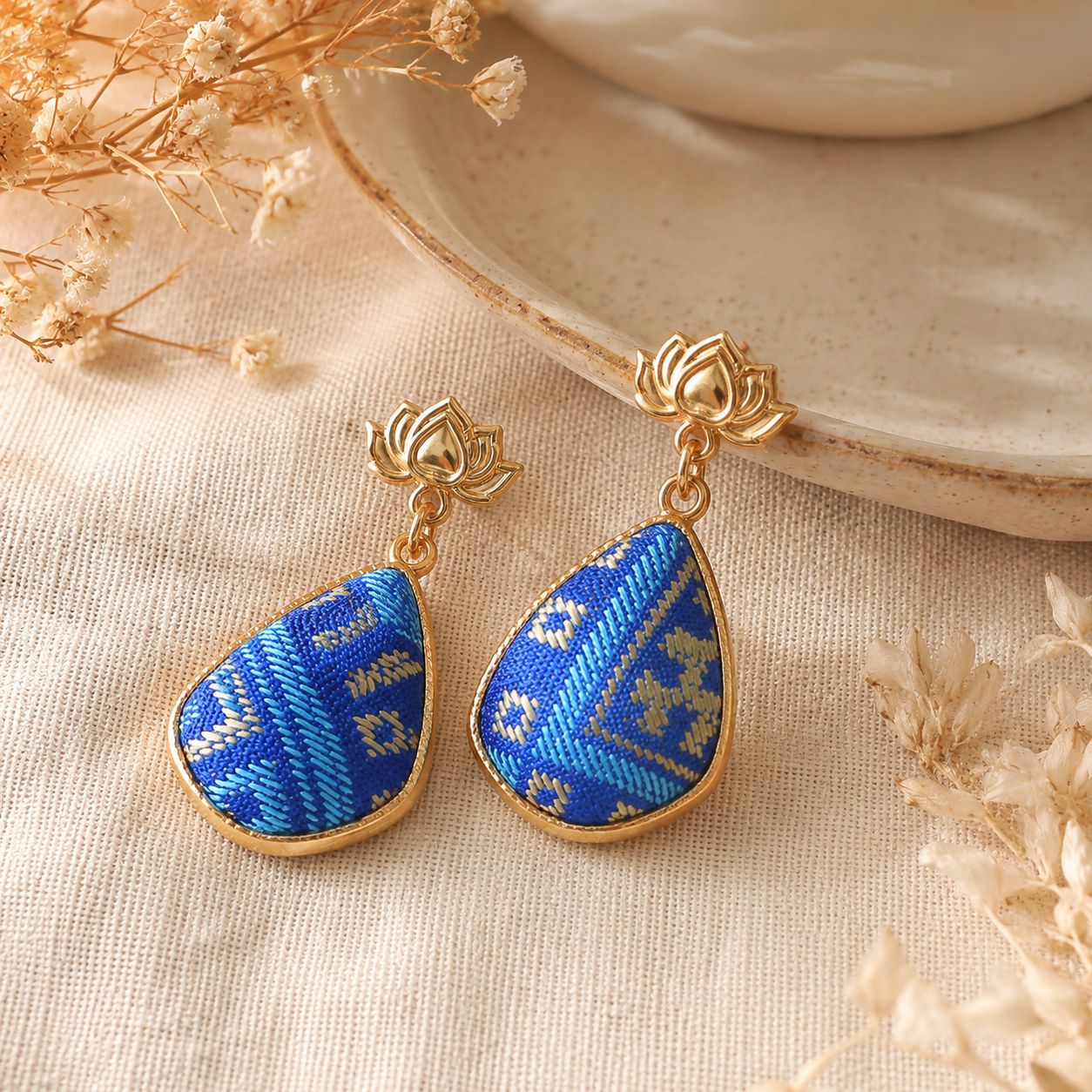 Zhuang Brocade Dangle Earrings