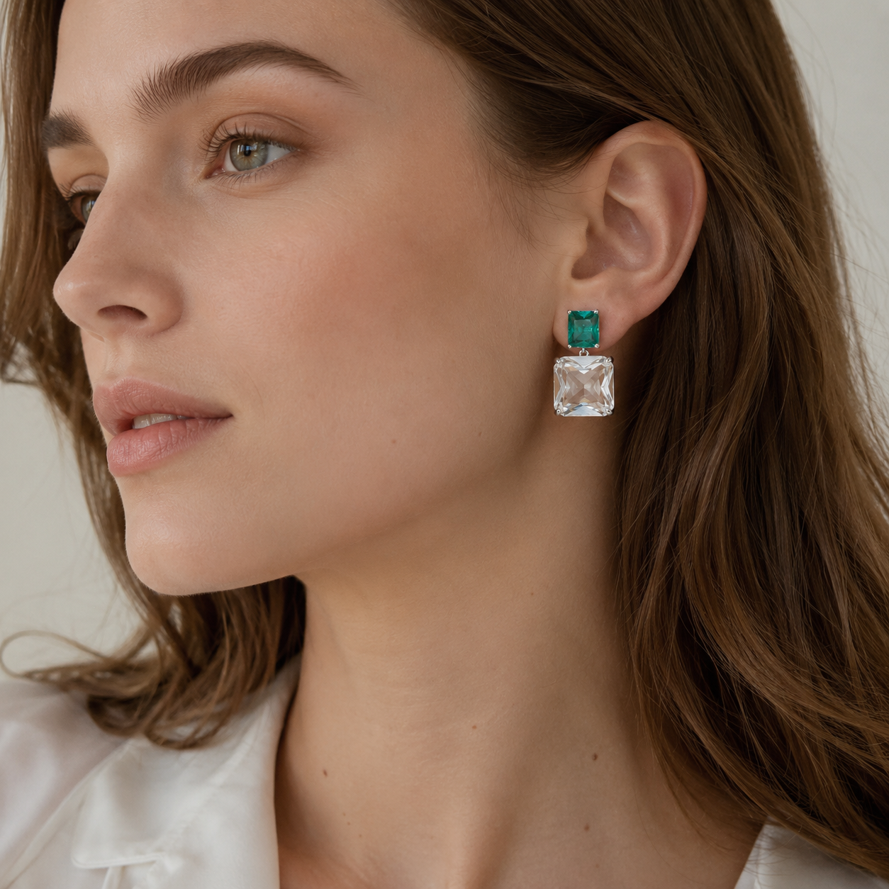 Green CZ Stud Earrings