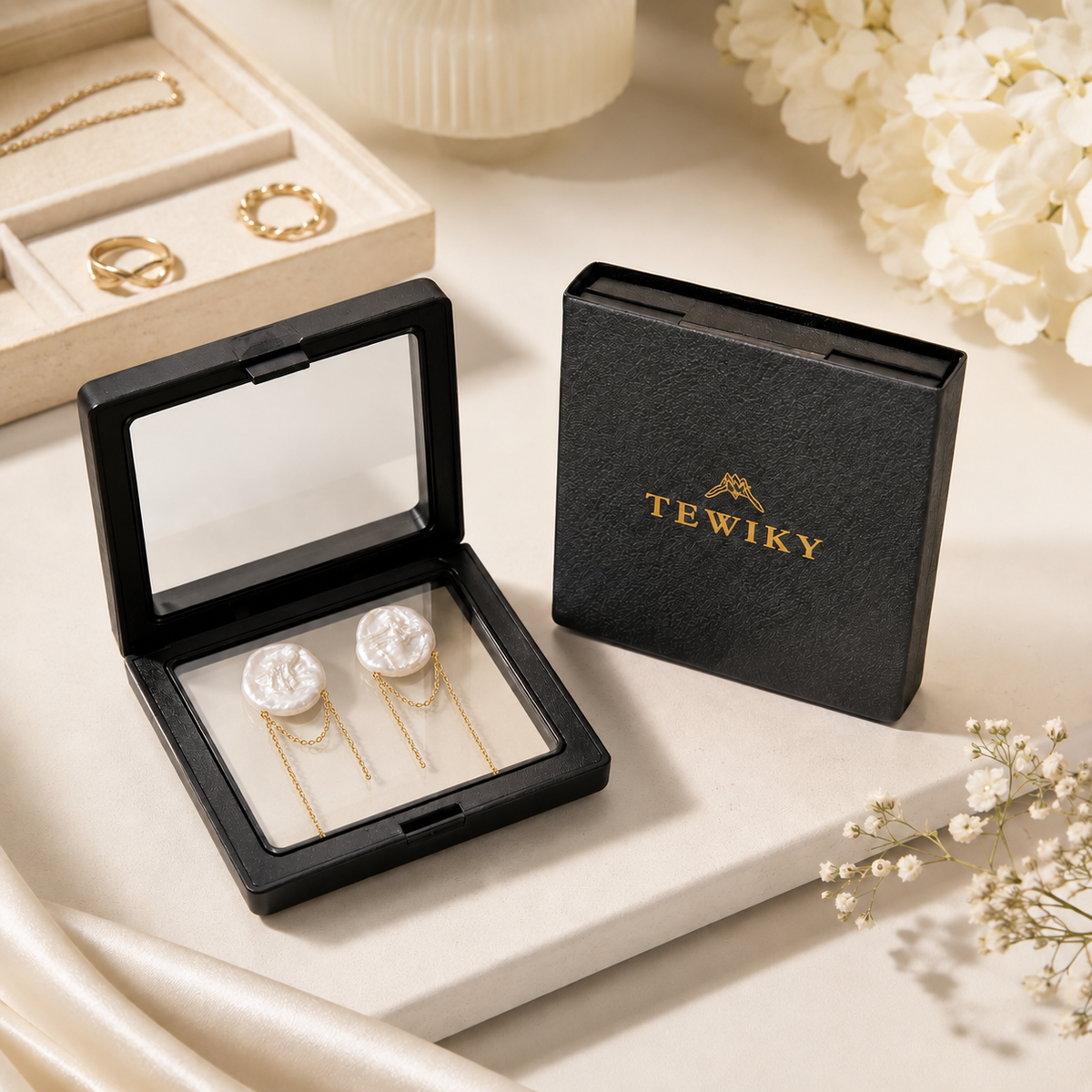 Baroque Pearl Chain Drop Earrings
