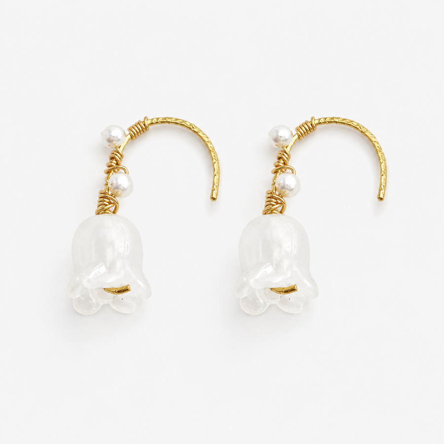 White Magnolia Dangle Earrings