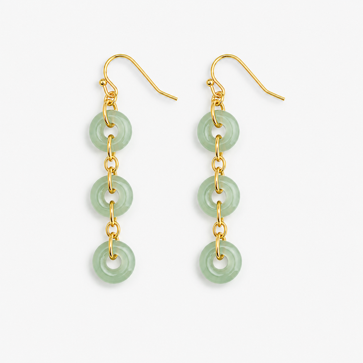 Jade Ring Tassel Earrings