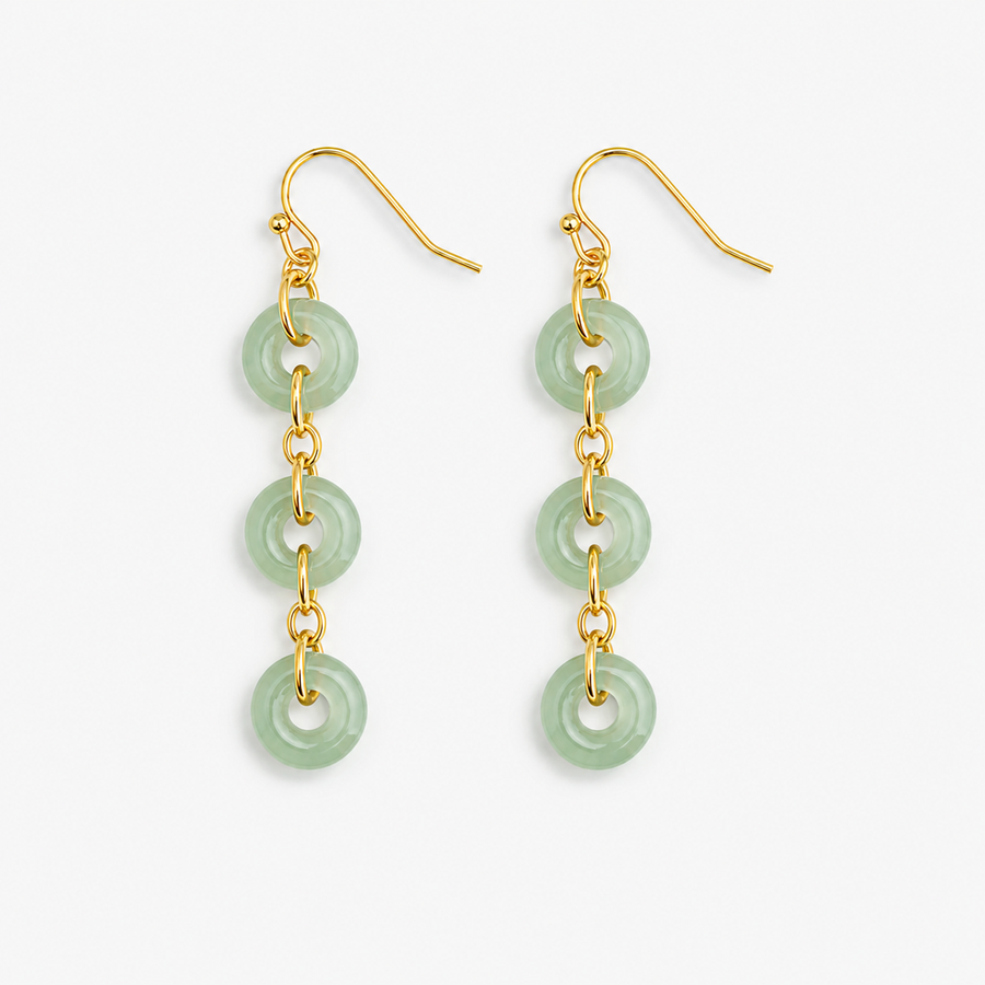 Jade Ring Tassel Earrings