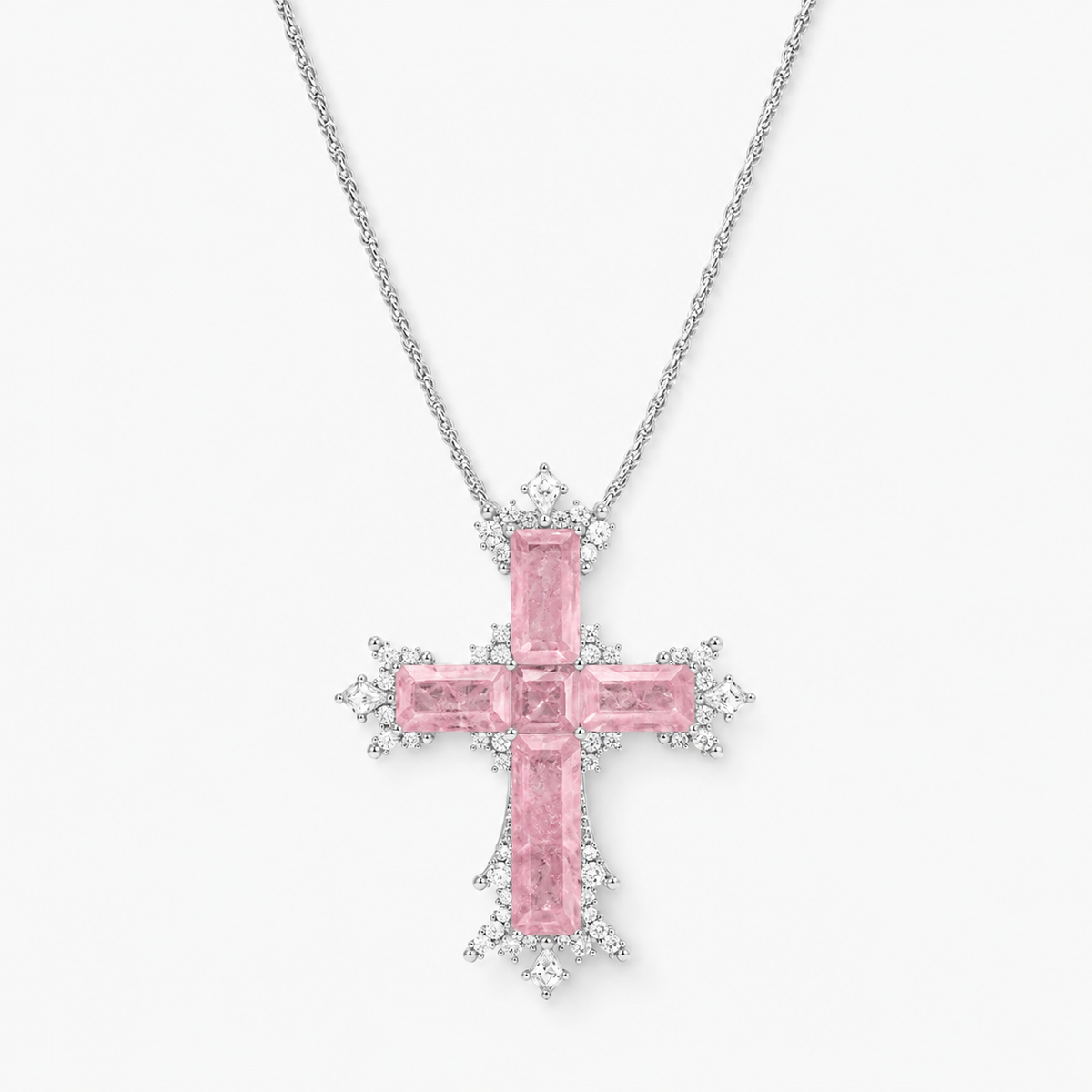 Large Paraiba Cross Pendant Necklace