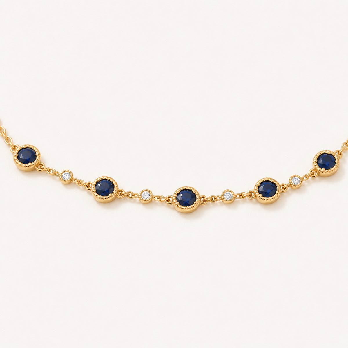 Blue Sapphire Gold Chain Bracelet