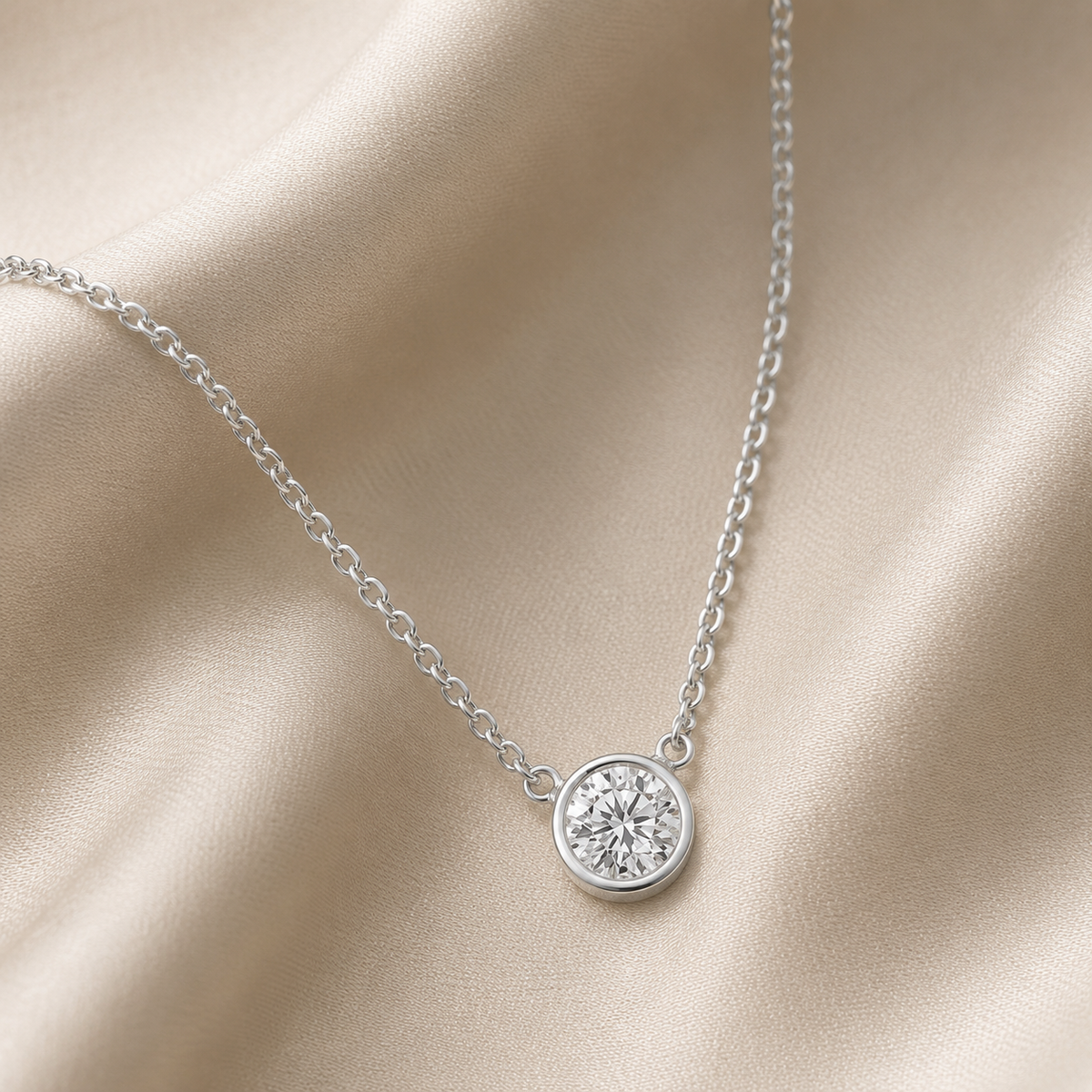 Dainty CZ Bezel Pendant Necklace