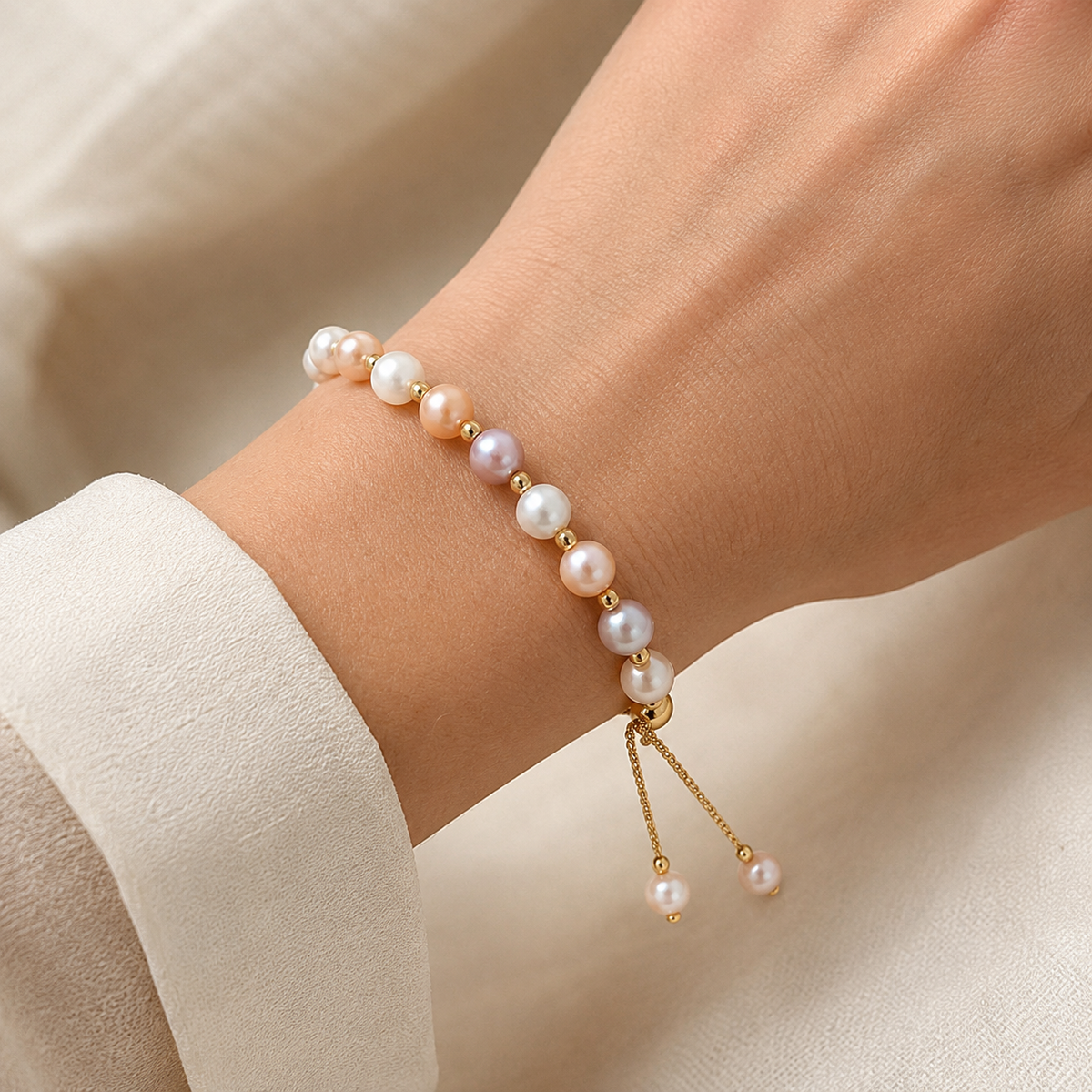 Three-Tone Freshwater Pearl Bracelet
