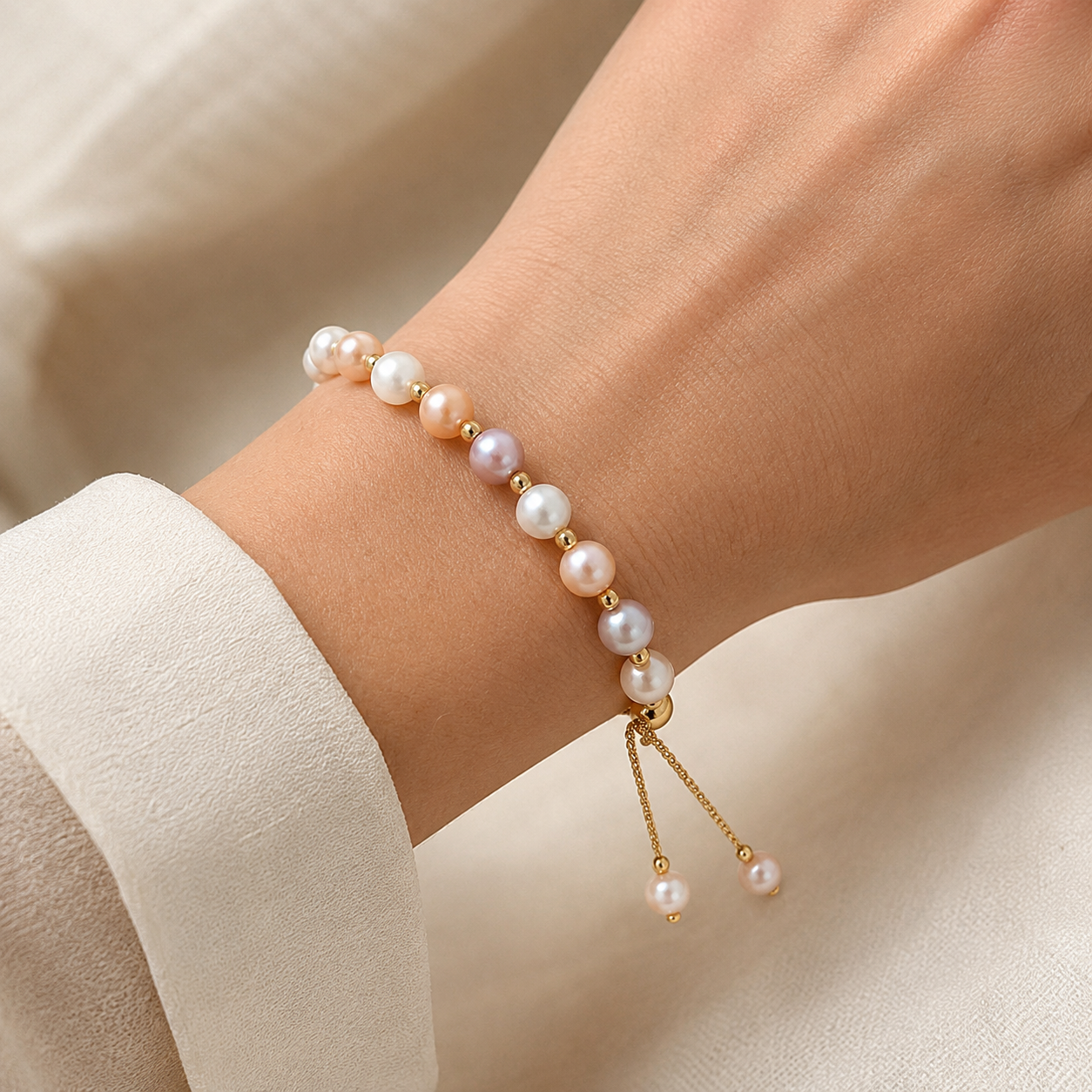 Three-Tone Freshwater Pearl Bracelet