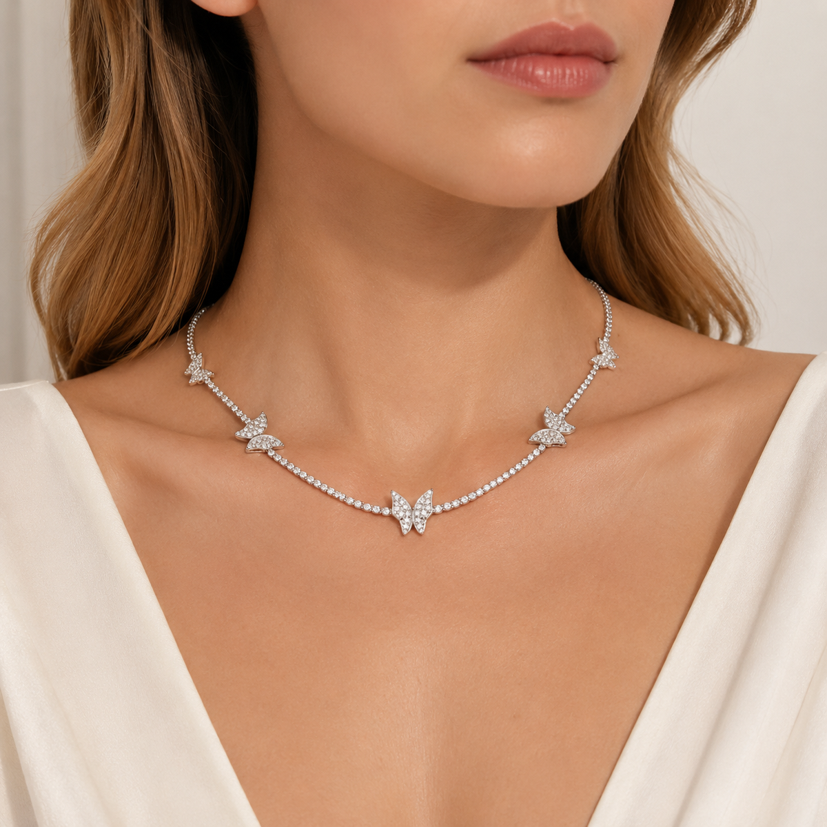 CZ Butterfly Choker Necklace