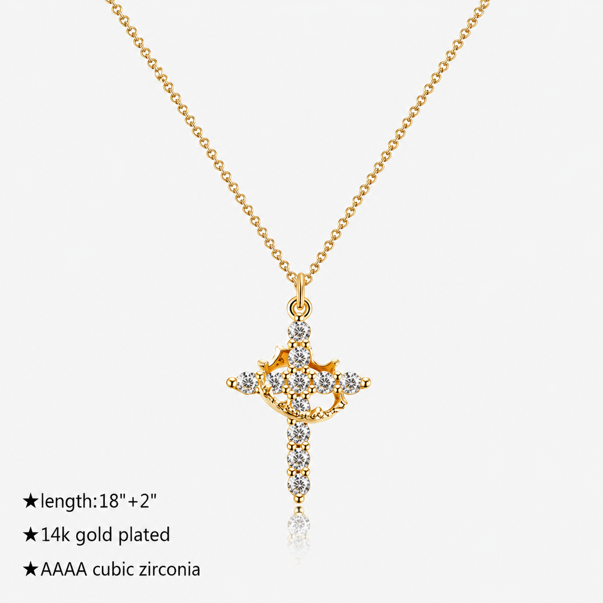 Crown Cross Pendant Necklace
