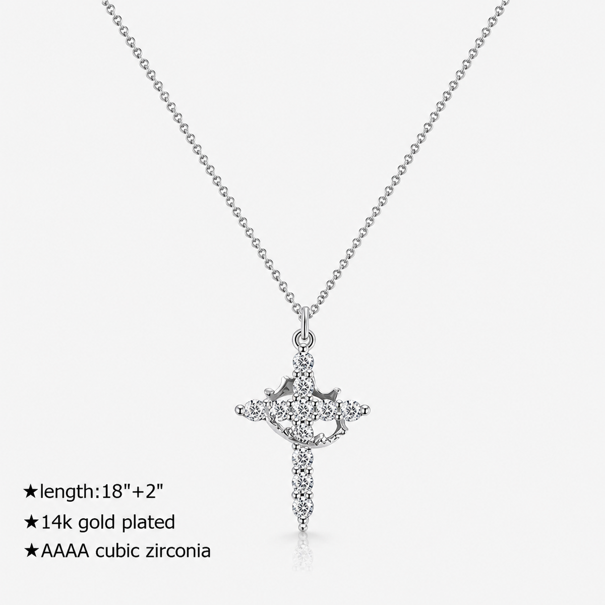 Crown Cross Pendant Necklace
