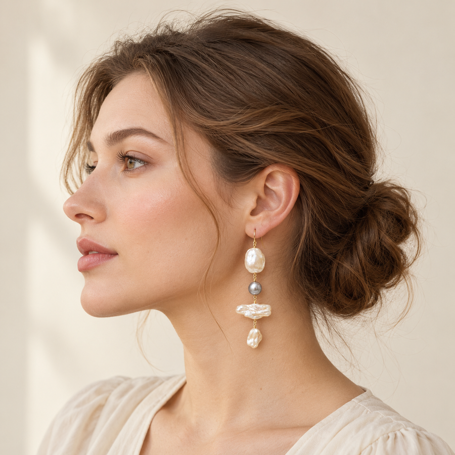Mixed Baroque Pearl Statement Earrings