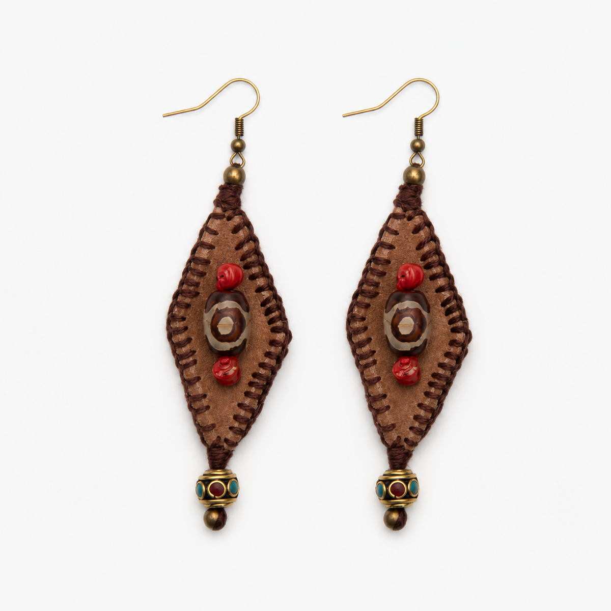 Crochet Agate Dzi Bead Clip-Ons