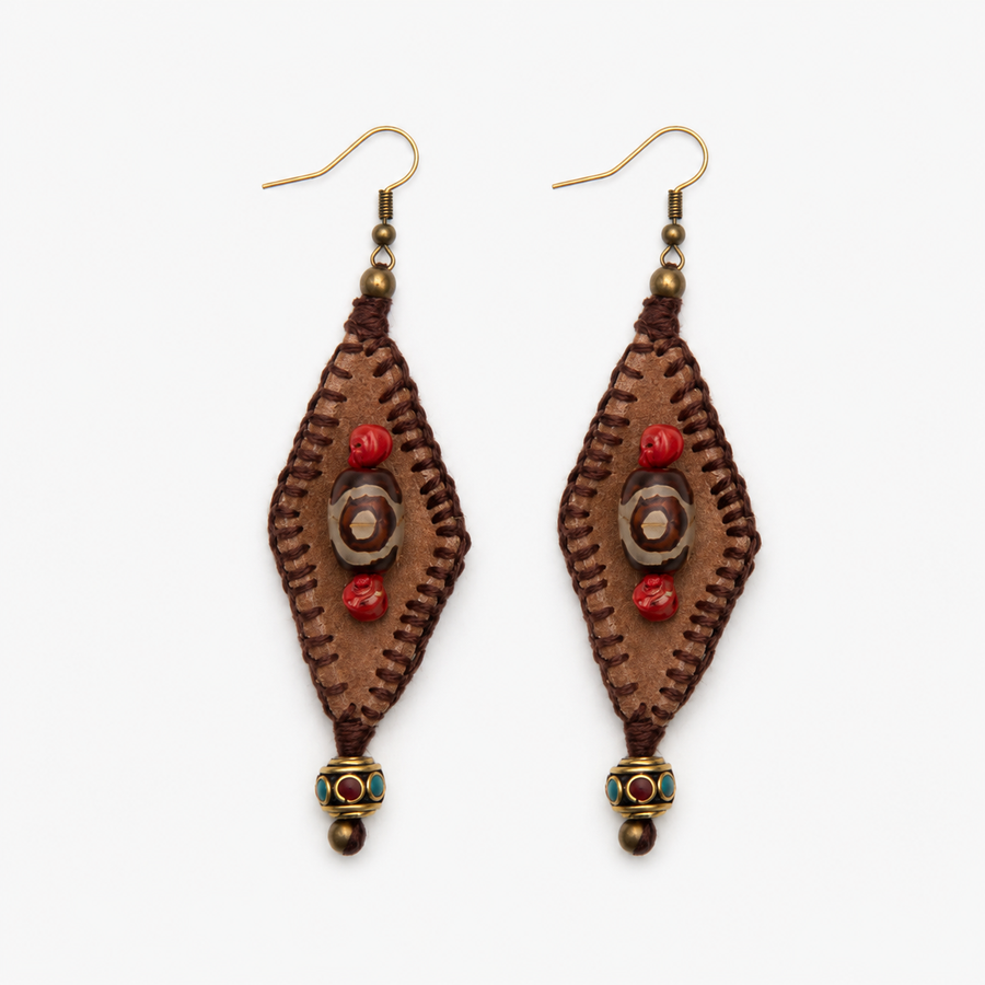 Crochet Agate Dzi Bead Clip-Ons