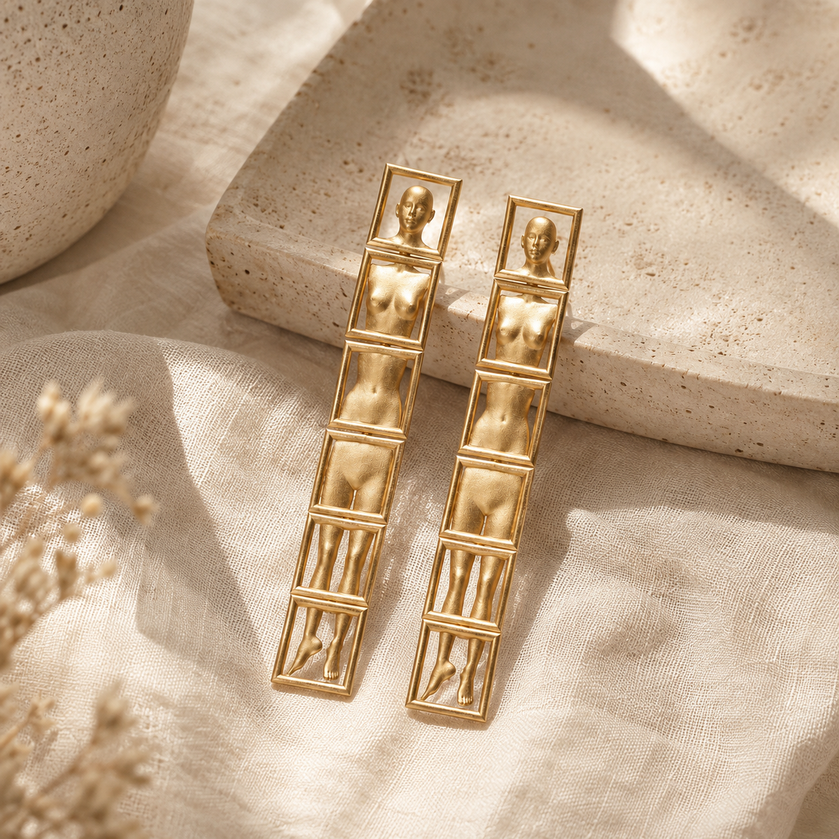 Abstract Matte Metal Stud Earrings