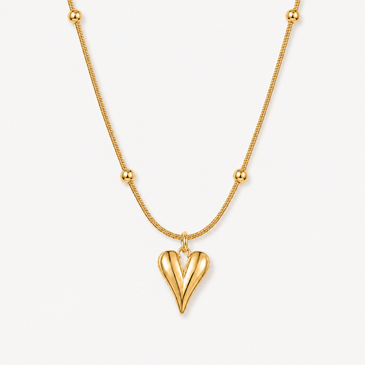Beaded Heart Pendant Necklace