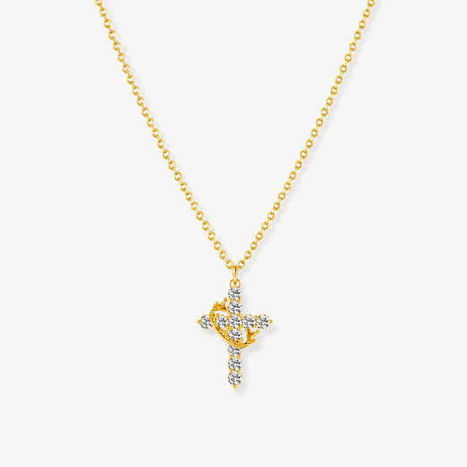 Sparkling Crown Cross Pendant Necklace