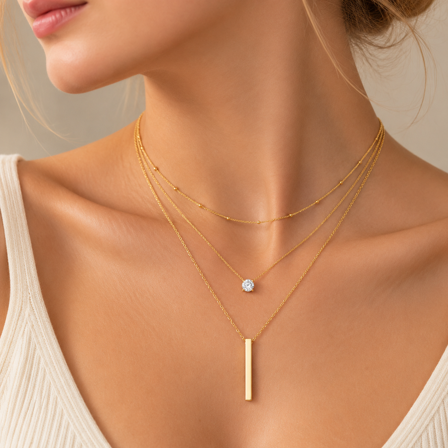 Multi-Layer CZ Bar Necklace