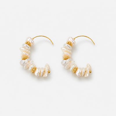 Baroque Pearl C-Hoop Earrings
