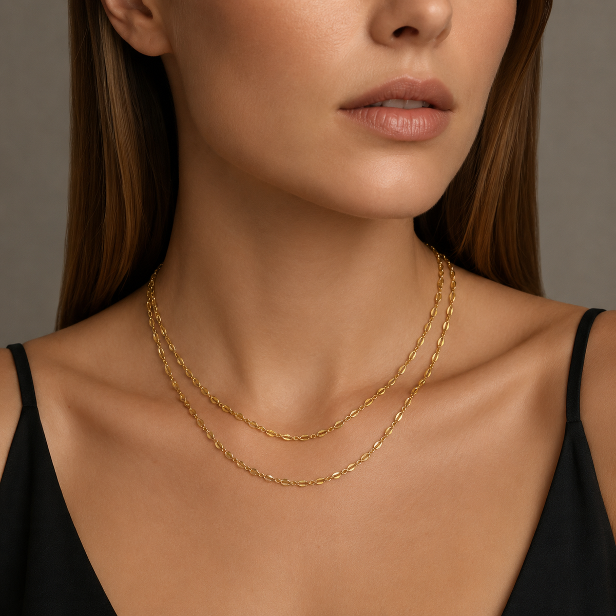 Layered Lips Charm Necklace