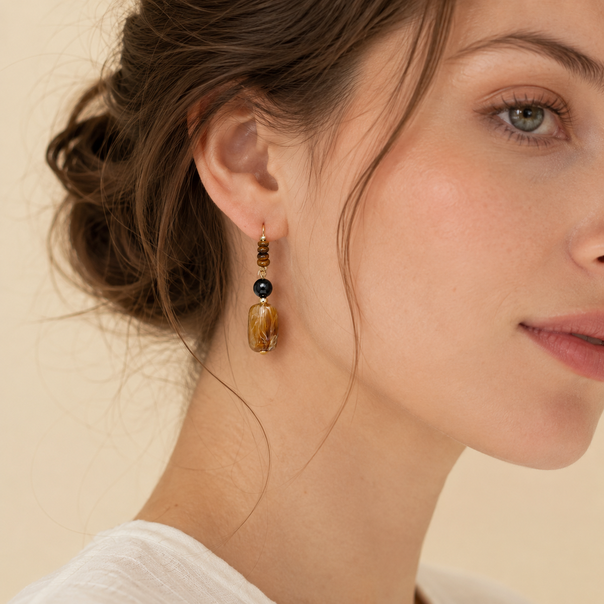 Handmade Tiger’s Eye Drop Earrings
