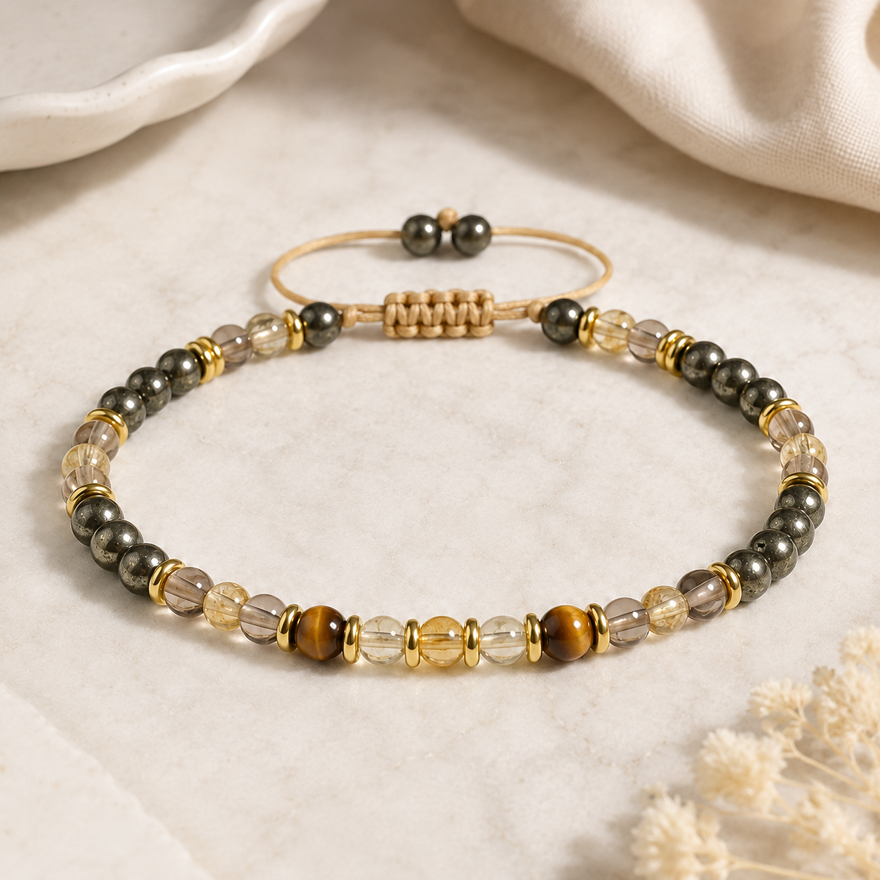 Citrine Tiger Eye Gemstone Bracelet | TEWIKY