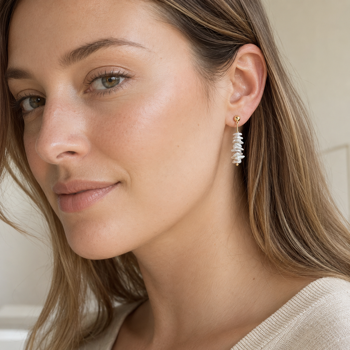 Tiny Baroque Pearl Stud Earrings