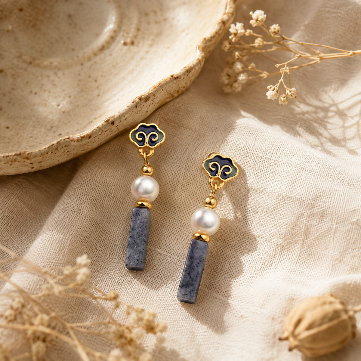 Cloud Freshwater Pearl Drop Earrings