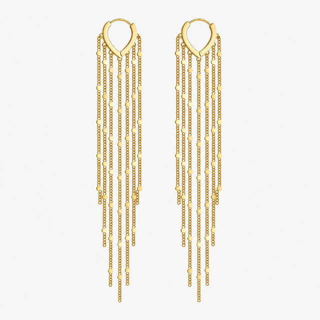 Gold Long Tassel Earrings