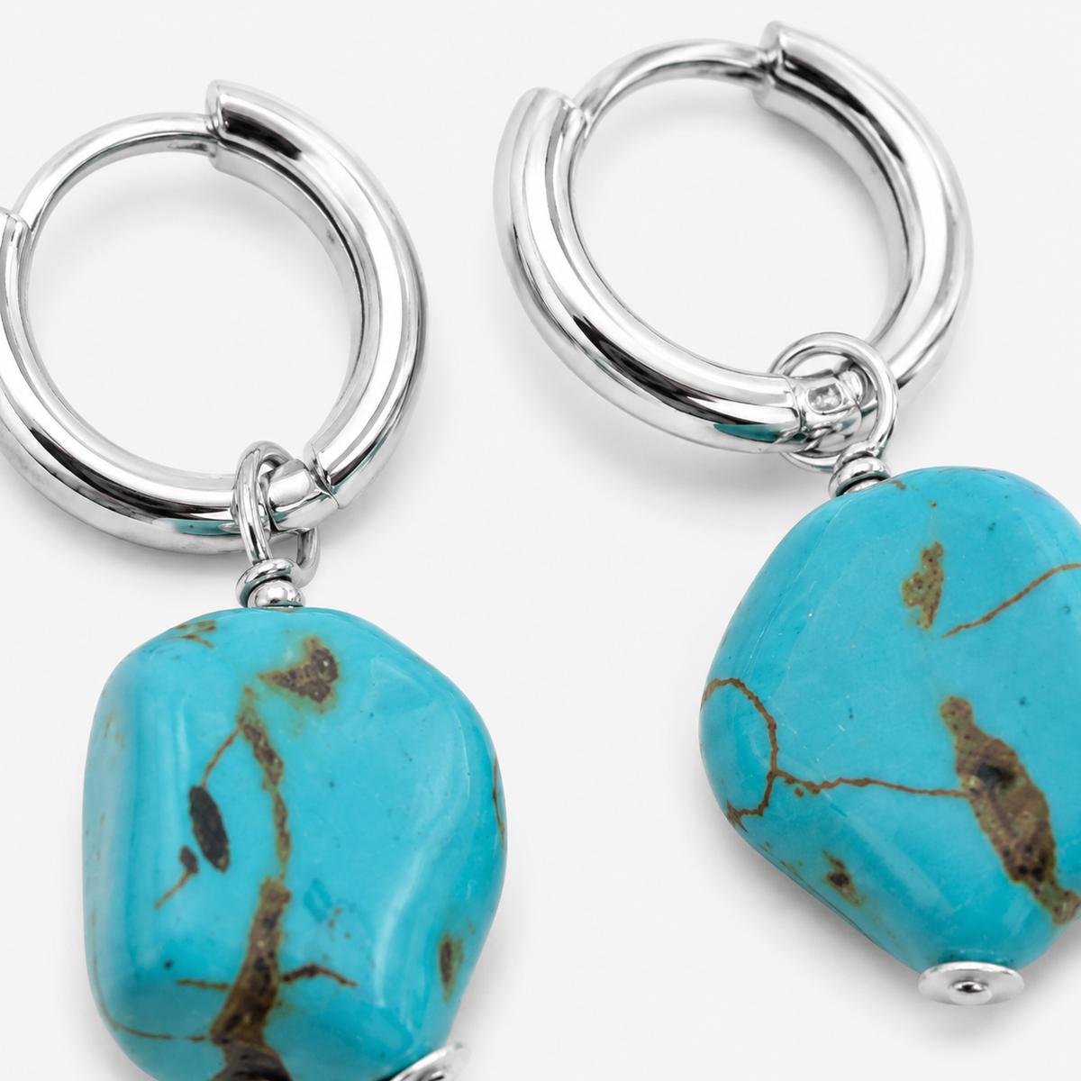 Turquoise Hoop Drop Earrings