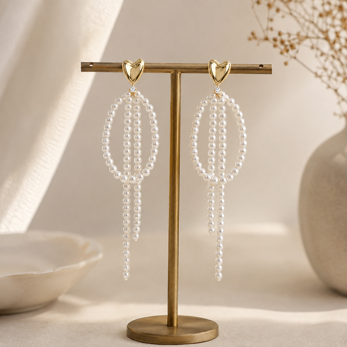 Long Pearl Tassel Earrings