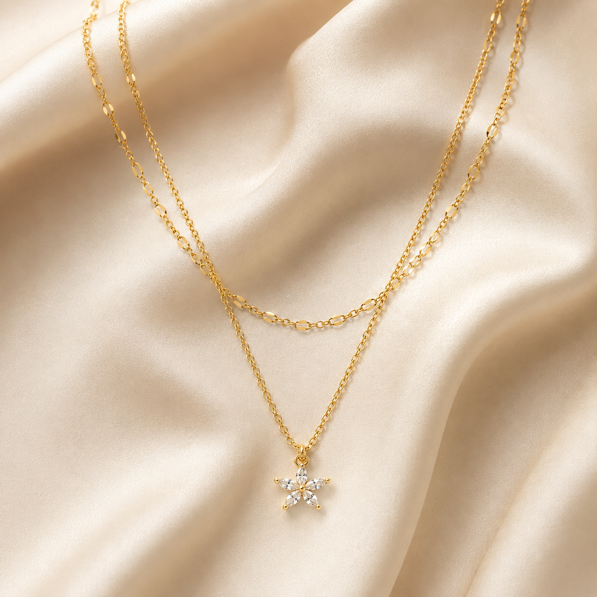 Dainty CZ Flower Necklace