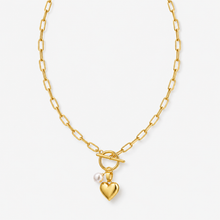 Pearl Heart Paperclip Necklace