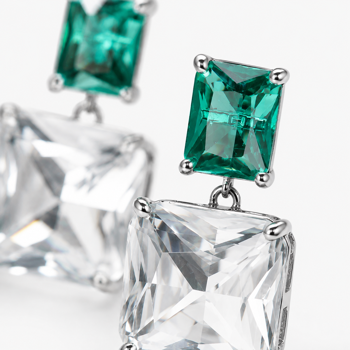 Green CZ Stud Earrings