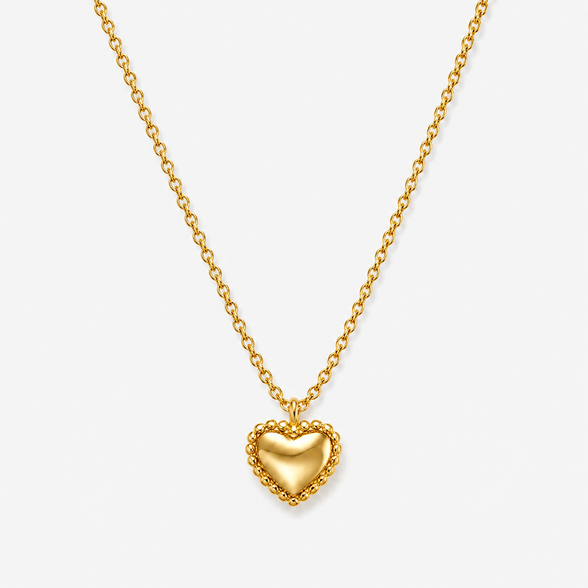 Beaded Puffed Heart Necklace