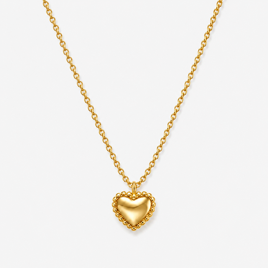 Beaded Puffed Heart Necklace
