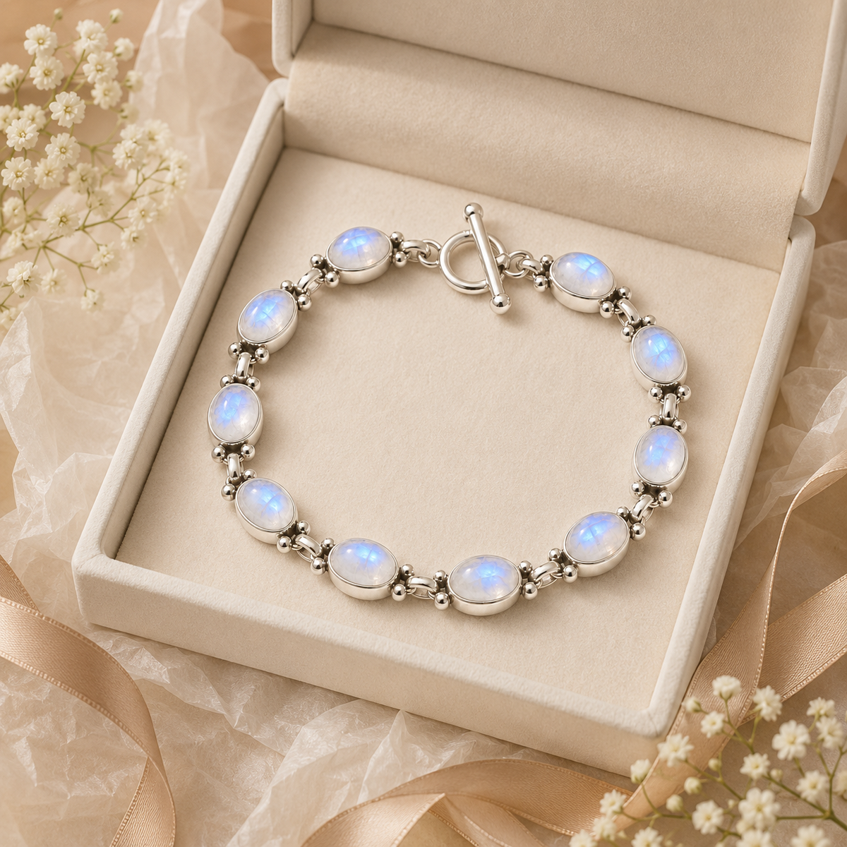 Rainbow Moonstone Gemstone Bracelet