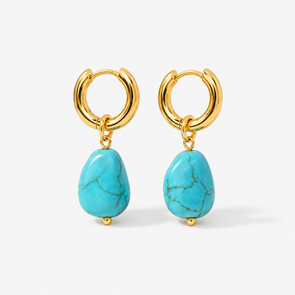 Turquoise Drop Huggie Hoop